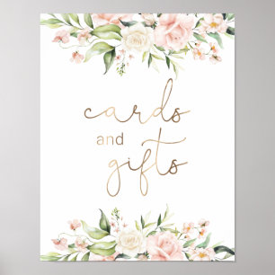 Blush Florals und Grüne Karten und Geschenke Zeich Poster
