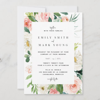Blush Florals Wedding Einladung