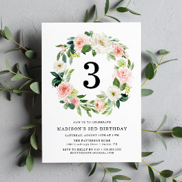 Blush Florals | Wreath Birthday Party Einladung