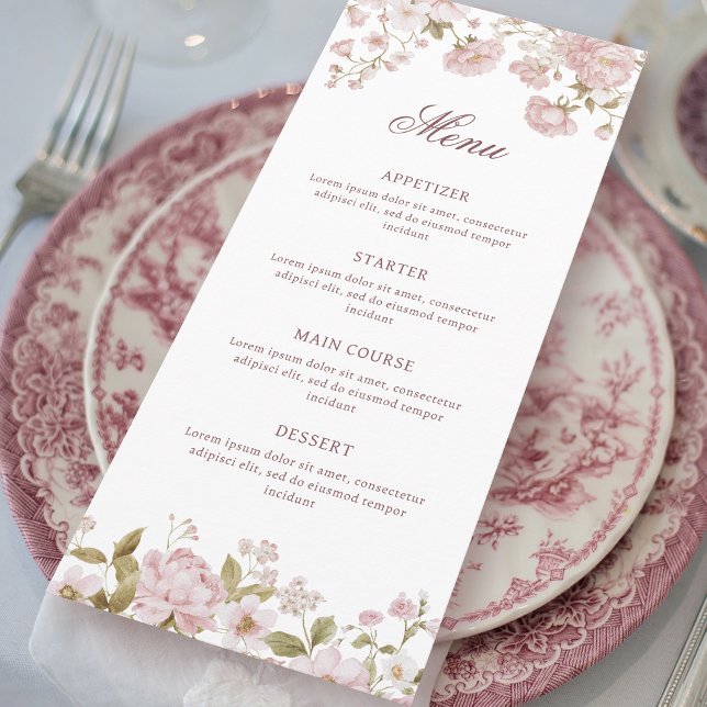 Blush Flowers Klassisches Menü Menükarte (Von Creator hochgeladen)