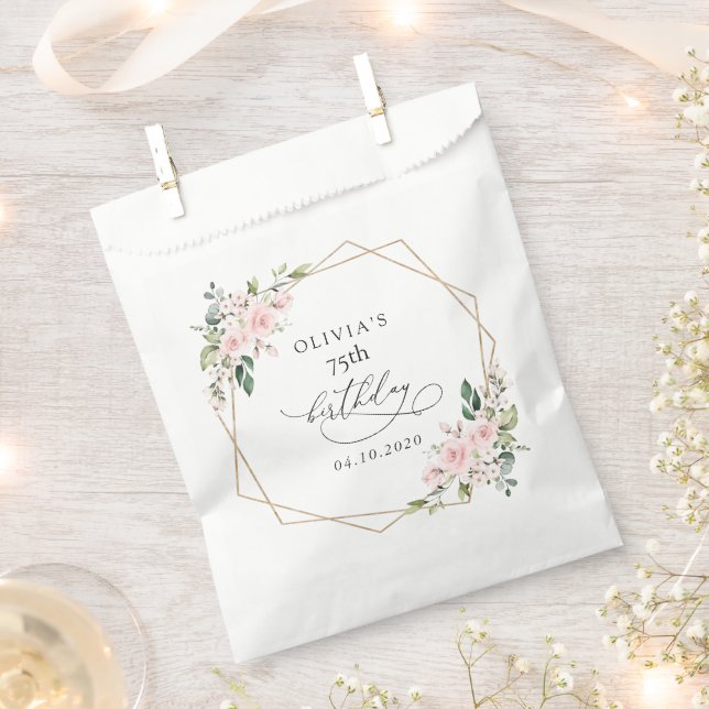 Blush Flowers, Pink Flowers, Boho, Birthday Geschenktütchen (Ausgeschnitten)