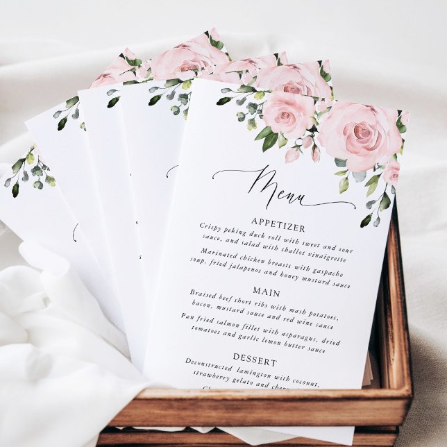 Blush Flowers, Pink Flowers, Boho, Wedding Menu (Von Creator hochgeladen)