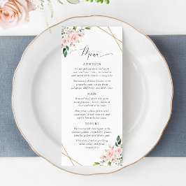 Blush Flowers, Pink Flowers, Bridal Shower Menu Menükarte