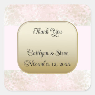 Blush Flush Gold Wedding Square Sticker