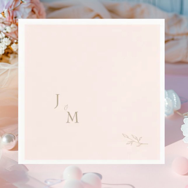 Blush Foliage Monogram Wedding peresonalized Serviette (Von Creator hochgeladen)