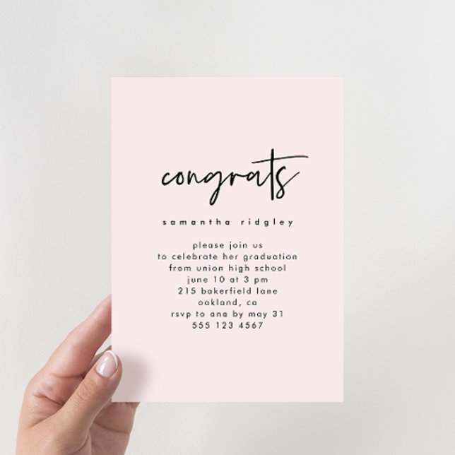 Blush Foto Graduation Party mit Typografie Einladung (Von Creator hochgeladen)