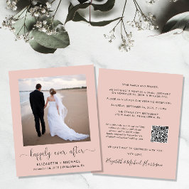 Blush Foto QR Code Hochzeitsempfang Einladung