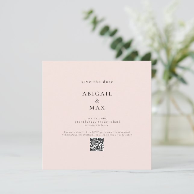 Blush Foto Wedding Square Save the Date (Stehend Vorderseite)