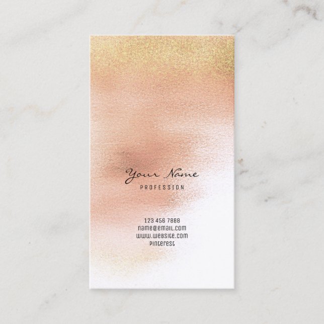 Blush Foxier Gold Glitzer Peach Pastell Ombre Glas Visitenkarte (Vorderseite)