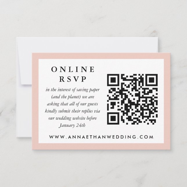 Blush Frame Wedding QR Code Online RSVP Card (Vorderseite)