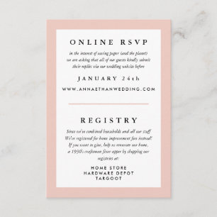Blush Frame Wedding RSVP und Registry Begleitkarte
