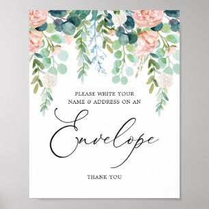 Blush Garden Baby Shower Address Envelope Logo Poster