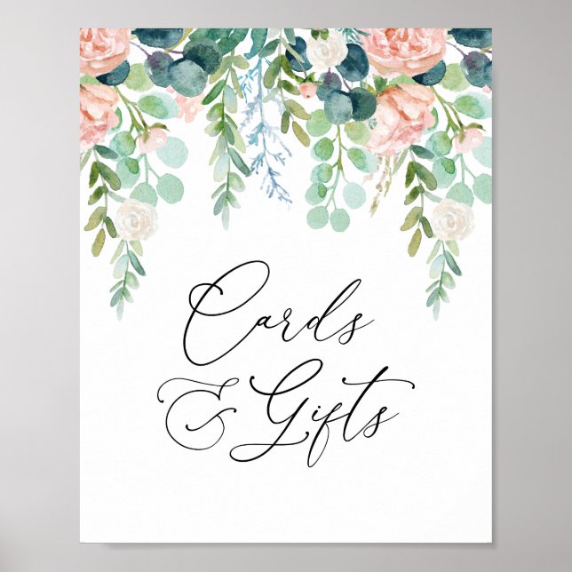 Blush Garden Babyduschkarten und Geschenke Untersc Poster (Vorne)