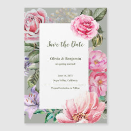 Blush Garden Floral Wedding Magnetic Save the Date Magnetkarte