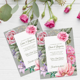 Blush Garden Romantic Floral Wedding Invitation Postkarte