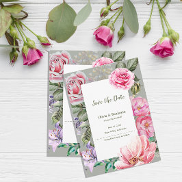 Blush Garden Romantic Floral Wedding Save the Date Ankündigungspostkarte