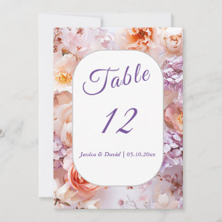 Blush Garden Romantische Hochzeitsfeier Tischnumme Einladung