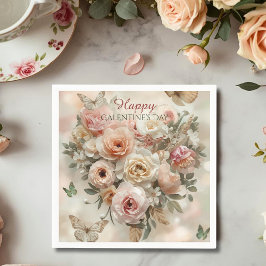 Blush Garden Roses Galentine Tea Party Florals Serviette