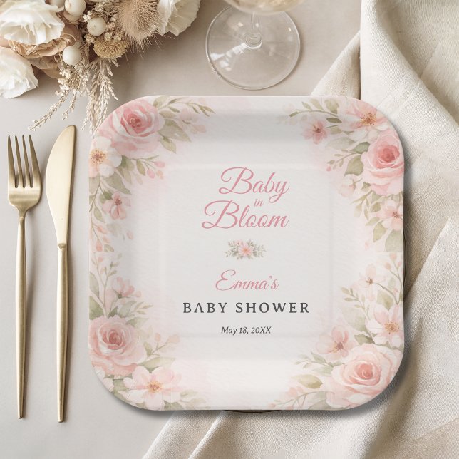 Blush-Garten Baby in Blüte Rosa Blumen Pappteller (Von Creator hochgeladen)
