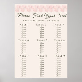Blush-Garten Floral Minimal Hochzeit Sitzplan Poster