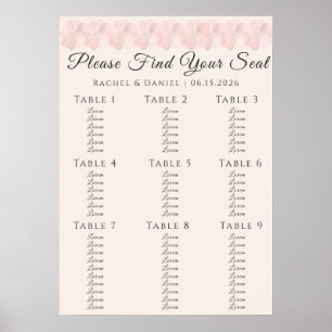 Blush-Garten Floral Minimal Hochzeit Sitzplan Poster