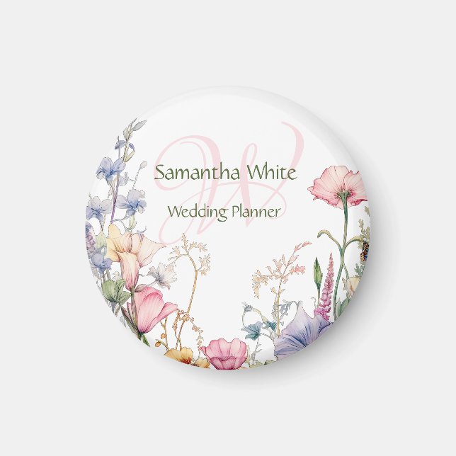 Blush-Garten-Wasserfarbe Personalisiert  Magnet (Vorne)