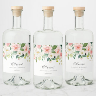 Blush-Gastgeschenk Hochzeit Alkoholflaschenetikett