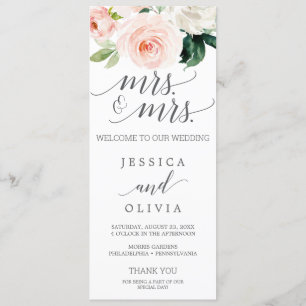 Blush Gay Wedding Programm Blushing Blooms Mrs.