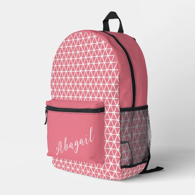 Blush-Geo-Backpack - Anpassbare Vertrauenswürdigke Bedruckter Rucksack (Rückseitige Ecke Rechts)