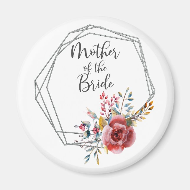 Blush Geometric Frame Mother the Bride Round Magnet (Vorne)
