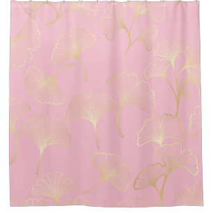 Blush Ginkgo Luxe – Gold Botanical auf Rosa (2) Duschvorhang