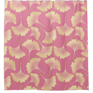 Blush Ginkgo Luxe – Gold Botanical auf Rosa (3) Duschvorhang
