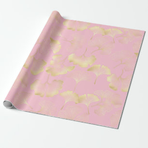 Blush Ginkgo Luxe – Gold Botanical auf Rosa (5) Geschenkpapier