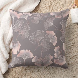 Blush Ginkgo Luxe – Gold Botanical auf Schwarz (5) Kissen