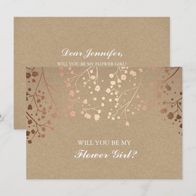 Blush Gipskraut Hochzeitsblume Einladung (Vorne/Hinten)