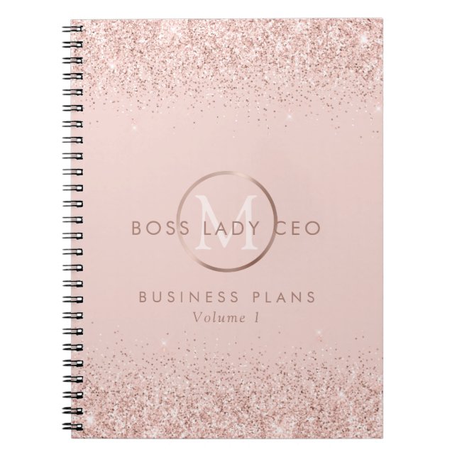 Blush Glitzer Boss Lady CEO Monogram Notizblock (Vorderseite)