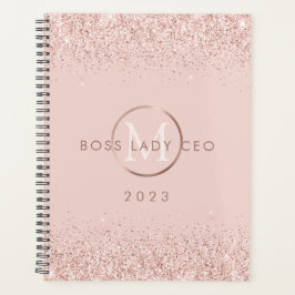 Blush Glitzer Boss Lady CEO Personalisiert 2023 Planer