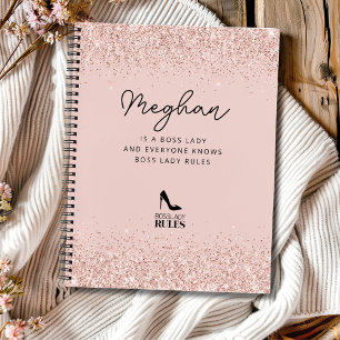 Blush Glitzer Boss Lady Regeln Personalisiert Notizbuch