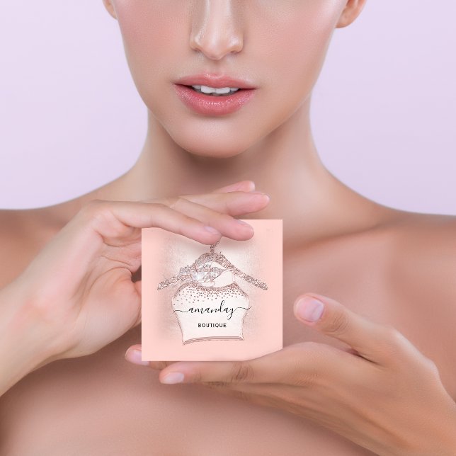 Blush Glitzer Diamond Fashion Closet Shop Glam Quadratische Visitenkarte (Von Creator hochgeladen)