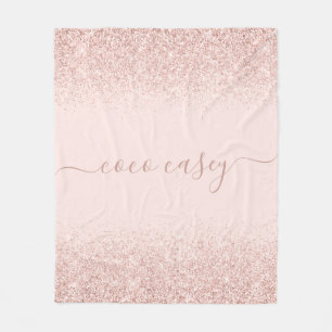Blush Glitzer Elegante Typografie Name Fleecedecke