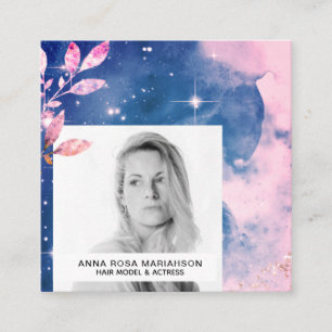 *~* Blush Glitzer Haar Model Acress Stars FOTO Quadratische Visitenkarte