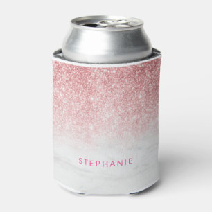 Blush Glitzer Marmor Individuelle Name Cooler Dosenkühler