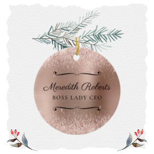Blush Glitzer Rose Gold Boss Lady CEO Personalisie Keramik Ornament