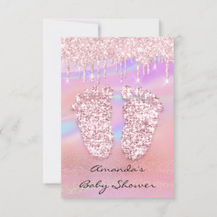 Blush Glitzer Tropfen Rose Blue Baby Dusche Feet Einladung