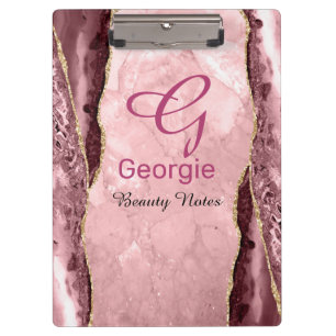 Blush & Gold Agate Klemmbrett