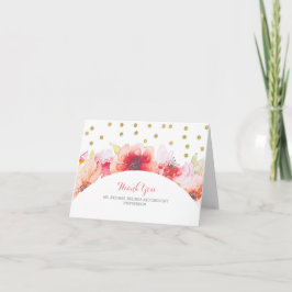 Blush & Gold Aquarell Floral Confetti Vielen Dank Dankeskarte