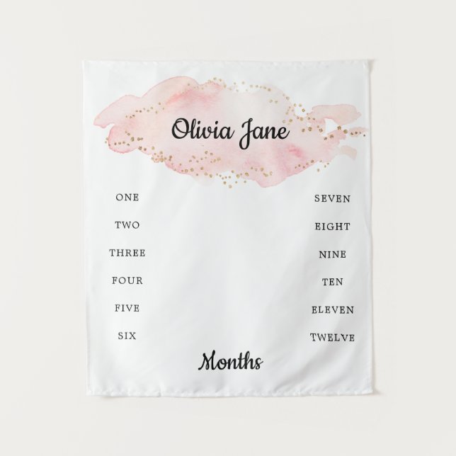 Blush Gold Baby Milestone Foto Blanket Tapestes Wandteppich (Vorderseite)