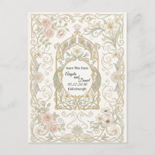Blush Gold Barocke Save-the-Date-Karte Postkarte