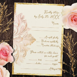Blush Gold Baroque Vintage Elegance RSVP Karte