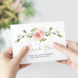 Blush gold Blumenbaby Dusche Danke Karte